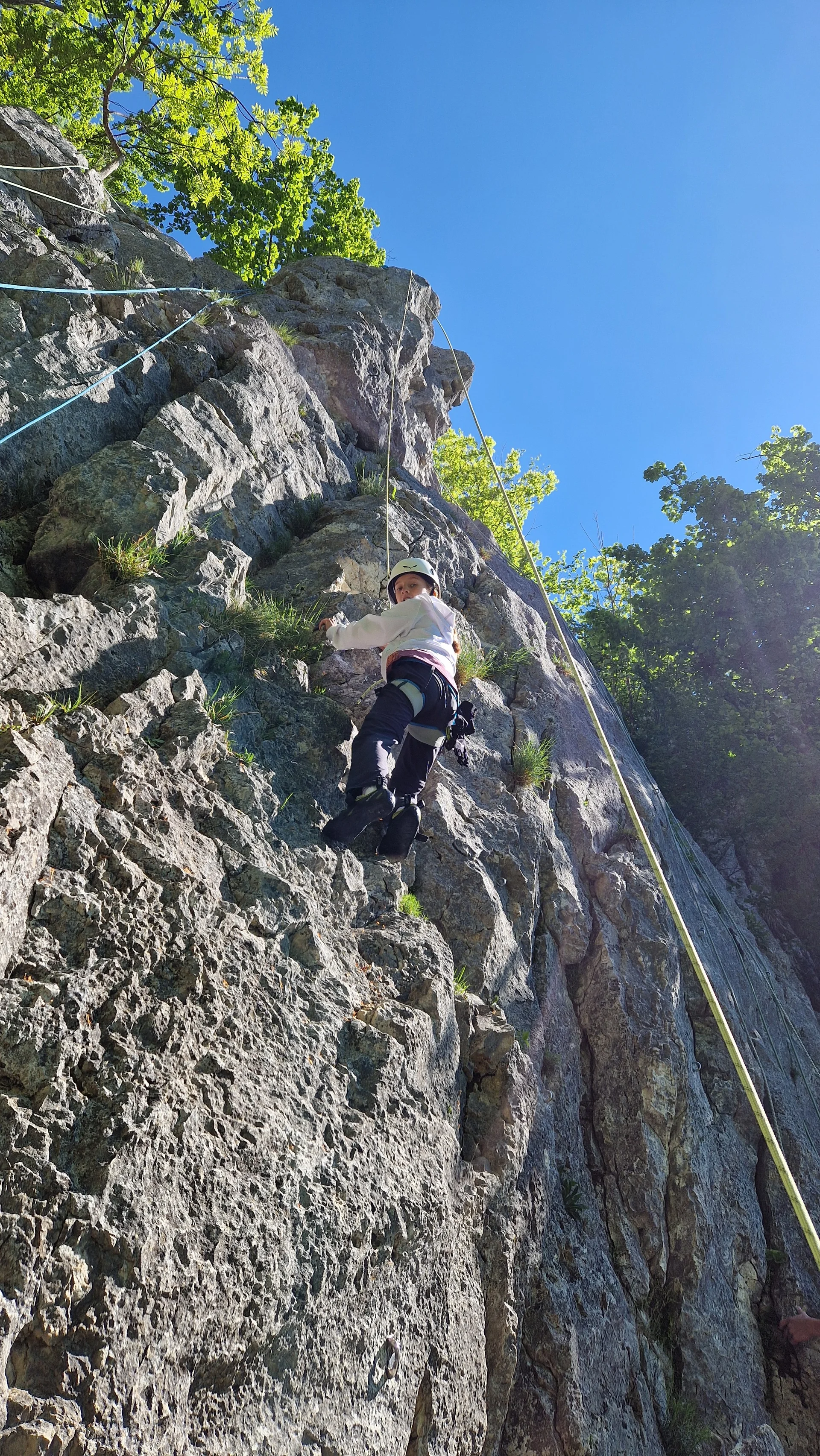 Die Kinder- und Jugendgruppe des DAV Tuttlingen klettert am Stuhlfels. | © JDAV Tuttlingen/Max Krauss