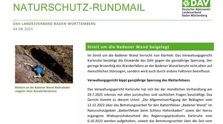 2025 Newsletter Thema Naturschutz | © DAV Landesverband Bd.-Wttbg
